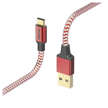 Adatkábel HAMA USB Type-C szövet 1m piros