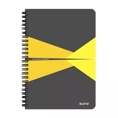 Spirálfüzet LEITZ Office A/5 karton borítóval 90 lapos kockás sárga