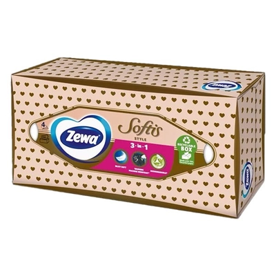 Papírzsebkendő ZEWA Softis Style 4 rétegű 80 darabos dobozos
