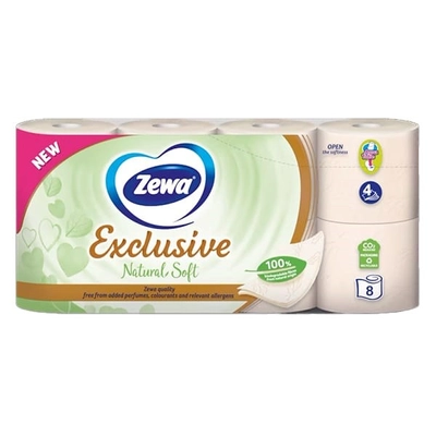 Toalettpapír ZEWA Exclusive 4 rétegű 8 tekercses Natural Soft