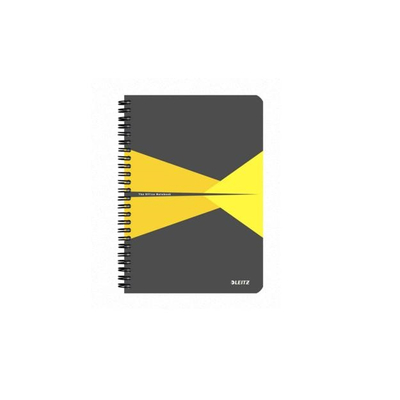 Spirálfüzet LEITZ Office A/5 PP borítóval 90 lapos kockás sárga