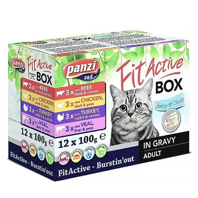 Állateledel alutasakos PANZI FitActive FitaBox macskáknak 12*100 g