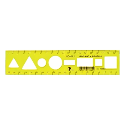 Sablon vonalzó OPTIMA hajlékony sárga 20cm