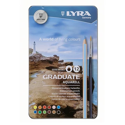 Színes ceruza LYRA Graduate Aquarell hatszögletű fémdoboz 12 darabos