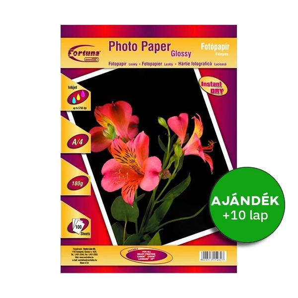 Fotópapír FORTUNA A/4 inkjet fényes 180 g 100 íves