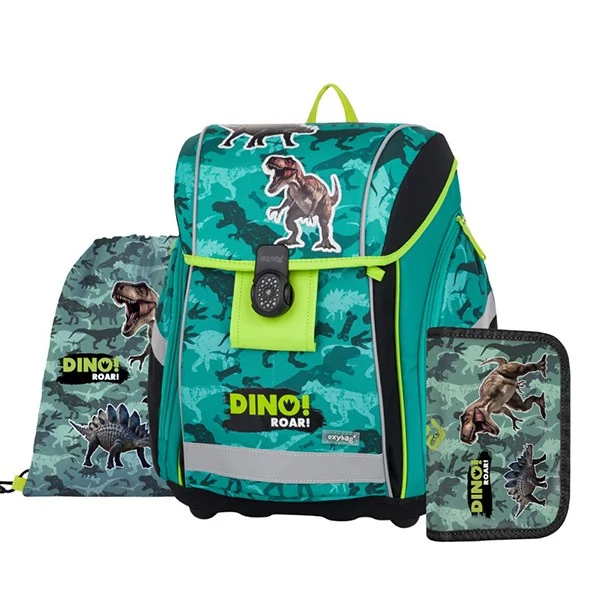 Iskolatáska szett OXY Premium Light 3 részes Dino tolltartóval és tornazsákkal