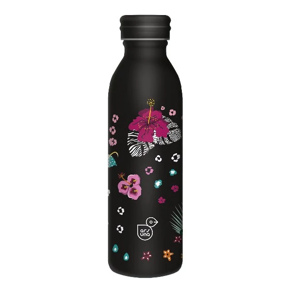 Kulacs duplafalú ARS UNA fém 600 ml Black Hibiscus