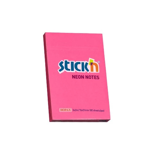 Öntapadós jegyzettömb STICK`N 76x51mm neon pink 100 lap