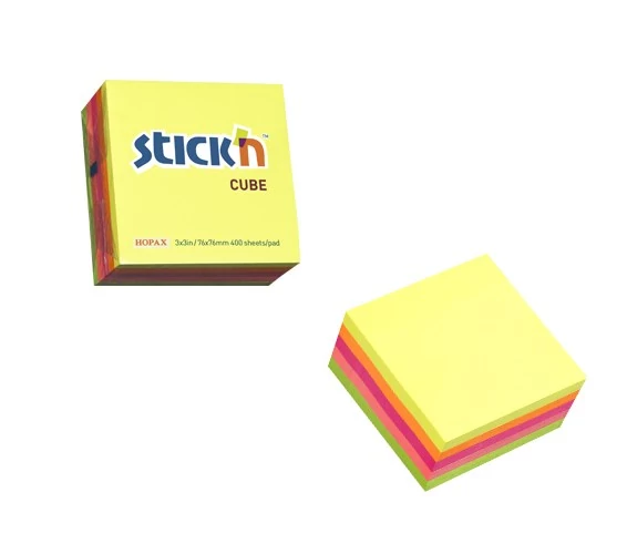 Öntapadós jegyzettömb STICK`N 76x76mm neon mix 400 lap