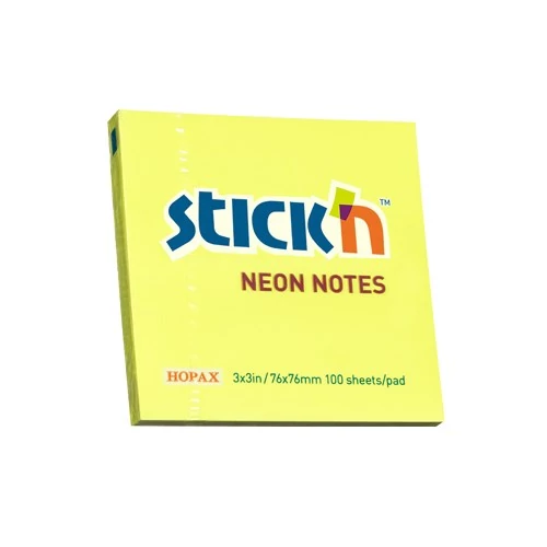 Öntapadós jegyzettömb STICK`N 76x76mm sárga 100 lap